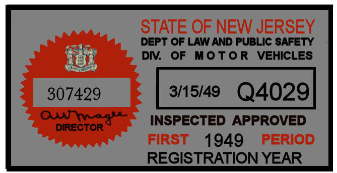 (image for) 1949 New Jersey 1st Period Inspection Sticker